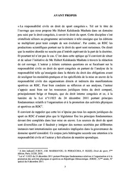 Responsabilité civile en droit de sport congolais