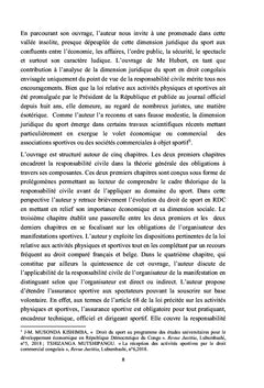 Responsabilité civile en droit de sport congolais
