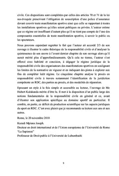 Responsabilité civile en droit de sport congolais