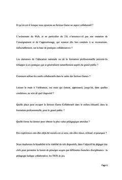Perspectives et limites des Serious Games collaboratifs
