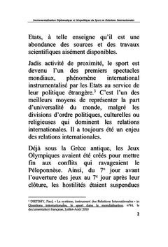 Sport, Diplomatie et Géopolitique