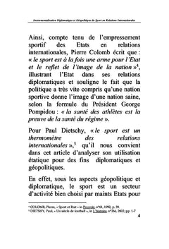 Sport, Diplomatie et Géopolitique