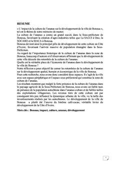 L'impact de la culture d'ananas sur le développement de Bonoua