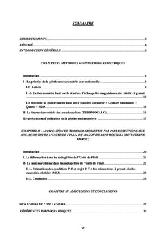 Méthodes géothermobarométriques appliquées pour contraindre PT