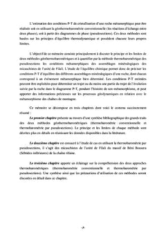 Méthodes géothermobarométriques appliquées pour contraindre PT