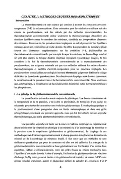 Méthodes géothermobarométriques appliquées pour contraindre PT