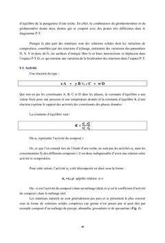 Méthodes géothermobarométriques appliquées pour contraindre PT