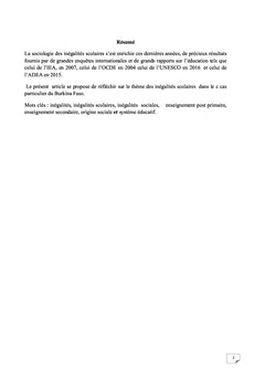 Les inégalités scolaires au Burkina Faso: