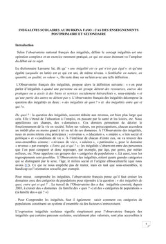 Les inégalités scolaires au Burkina Faso: