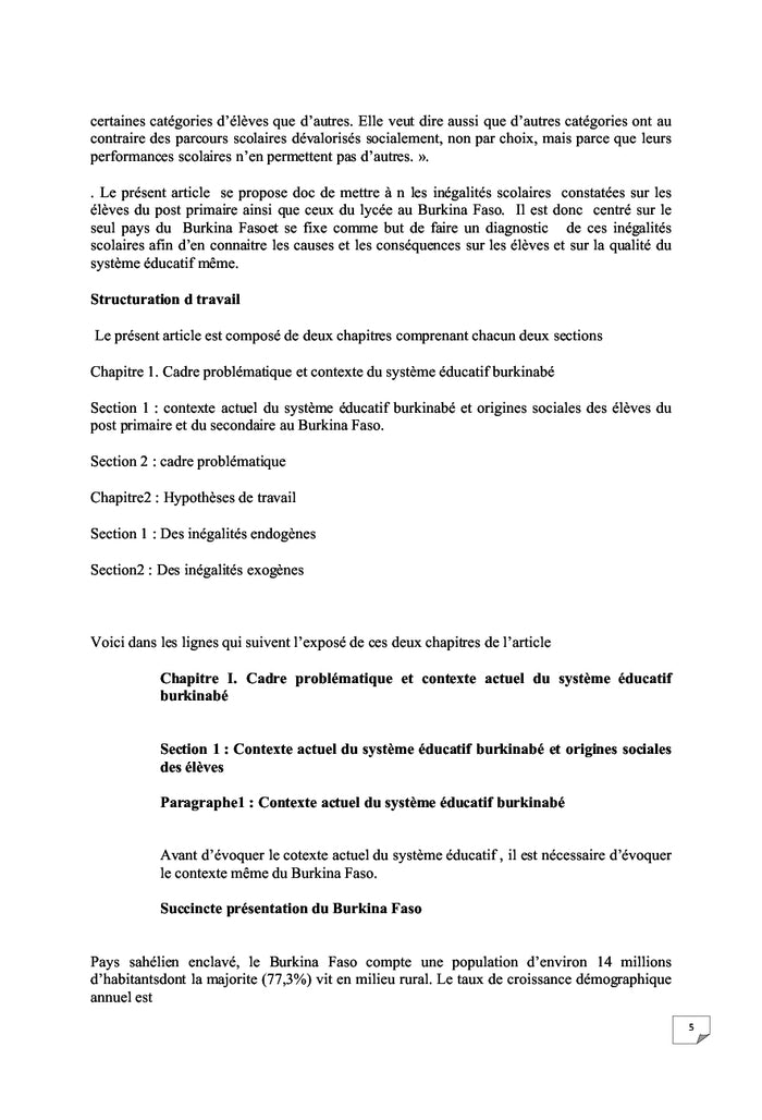 Les inégalités scolaires au Burkina Faso: