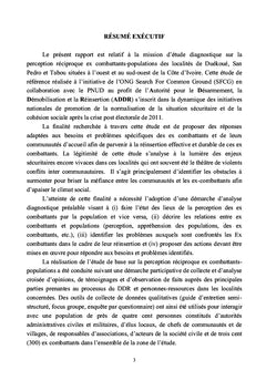 Pour une intégration locale efficace post crise des ex-combattants