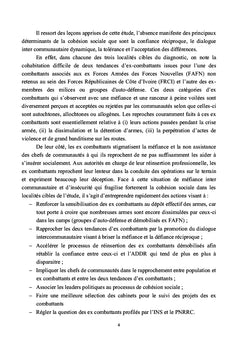 Pour une intégration locale efficace post crise des ex-combattants