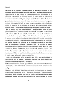 Problématique des Tontines dans la commune urbaine de Ségou au Mali