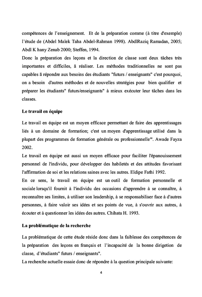 Efficacité du travail en équipe afin de développer des compétences de la préparation des leçons
