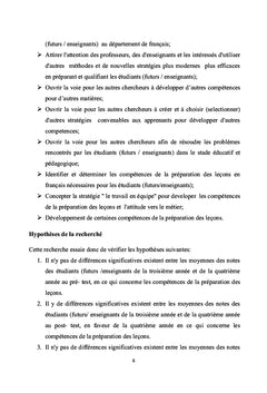Efficacité du travail en équipe afin de développer des compétences de la préparation des leçons