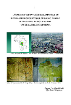 Usage des toponymes problématique en RDC dans le domaine de la cartographie