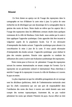 Usage des toponymes problématique en RDC dans le domaine de la cartographie