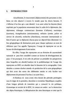 Usage des toponymes problématique en RDC dans le domaine de la cartographie