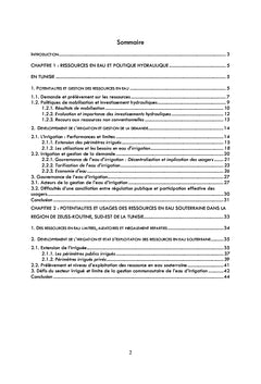 Politiques publiques et gestion des ressources en eau en Tunisie
