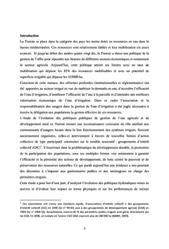Politiques publiques et gestion des ressources en eau en Tunisie