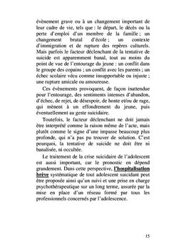 L'adolescent suicidaire