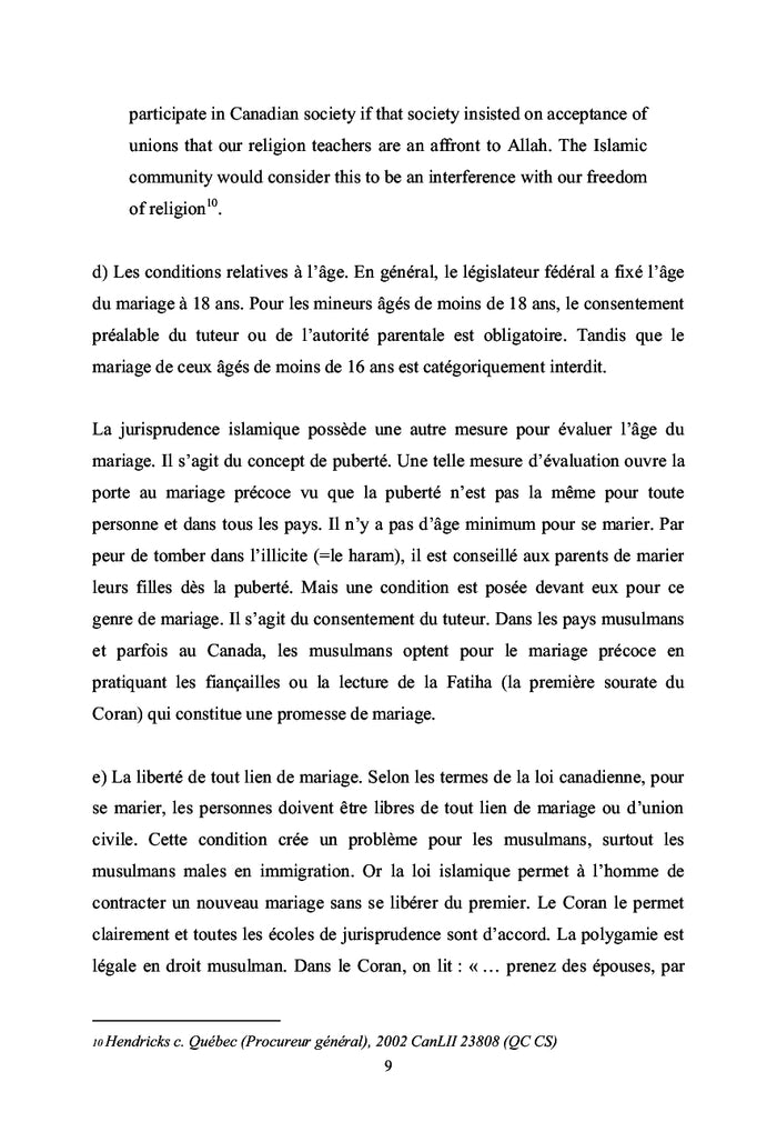 Le mariage des Musulmans au Québec