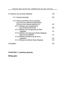 Analyse des cycles de liquéfaction du gaz naturel