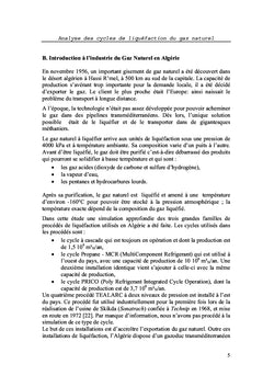 Analyse des cycles de liquéfaction du gaz naturel