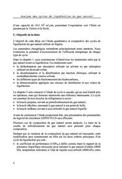 Analyse des cycles de liquéfaction du gaz naturel