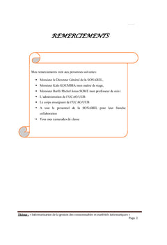 Informatisation de la Gestion des Consommables et Matériel Informatique