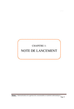 Informatisation de la Gestion des Consommables et Matériel Informatique