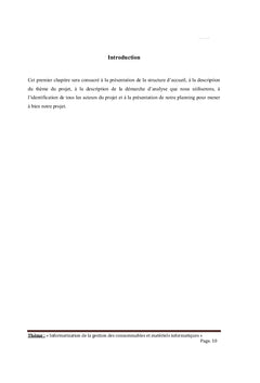 Informatisation de la Gestion des Consommables et Matériel Informatique