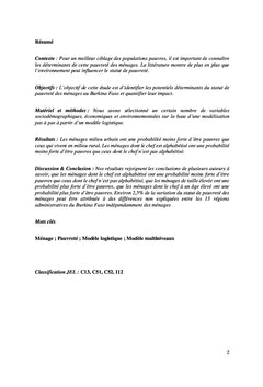 Les déterminants de la pauvreté au Burkina Faso
