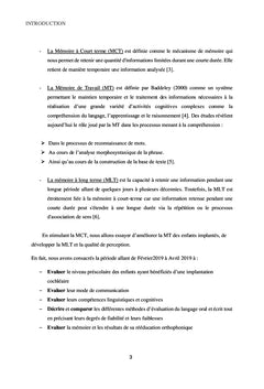 La mémoire et l'intégration scolaire