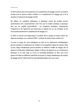 Spécificités de la prise en charge orthophonique des troubles du langage