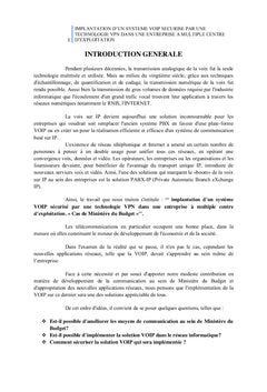 Implantation d'un système VOIP sécurisé par une technologie VPN