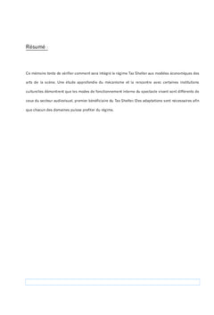 Le Tax Shelter à destination des arts de la scène