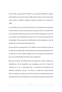 Le Tax Shelter à destination des arts de la scène