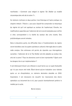 Le Tax Shelter à destination des arts de la scène