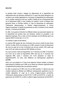 Les déterminants de la disponibilité des médicaments dans une formation sanitaire