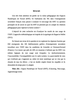 Étude des non-usages des Espaces Numériques de Travail (ENT) en France