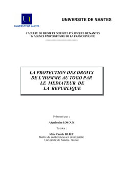 La protection des droits de l'homme au Togo par le médiateur de la République