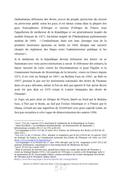 La protection des droits de l'homme au Togo par le médiateur de la République