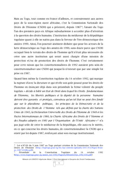La protection des droits de l'homme au Togo par le médiateur de la République