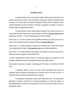 La croissance de Caille Japonaise à Kikwit