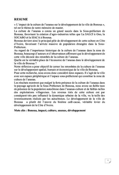 Impact de la culture de l'ananas sur le développement de Bonoua