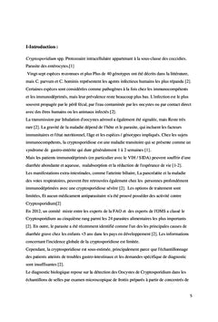 Le parasite Cryptosporidium sp chez les sujets souffrant de diarrhées