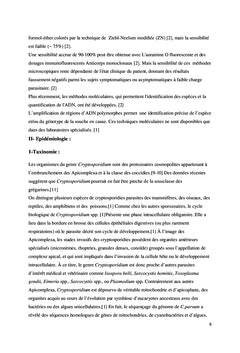 Le parasite Cryptosporidium sp chez les sujets souffrant de diarrhées