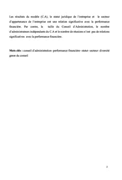 Le conseil d'administration peut-il influencer la performance financière