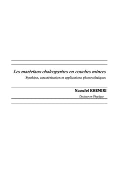 Les matériaux chalcopyrites en couches minces